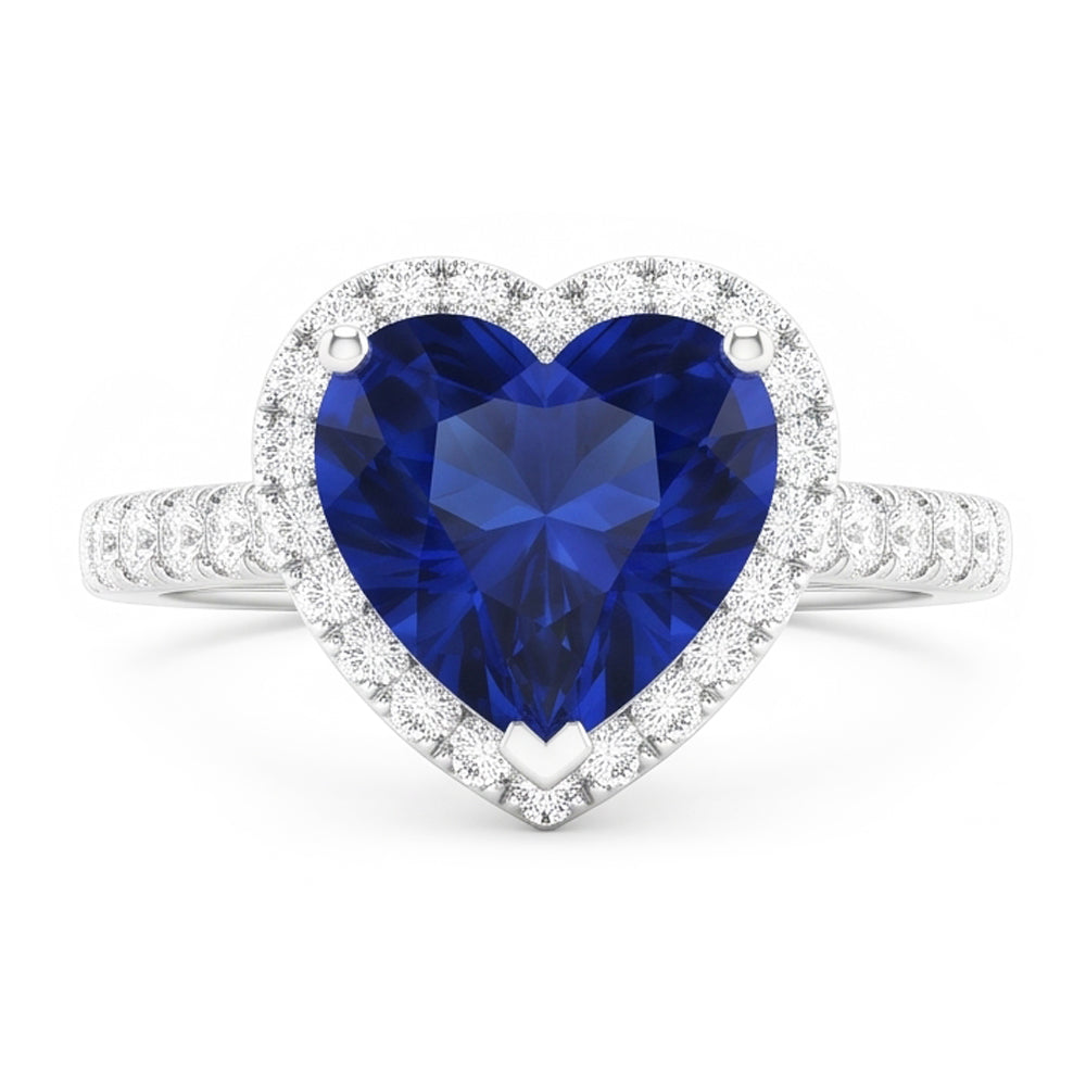 Natural Sapphire Ring 3.50ct - White Gold 14K