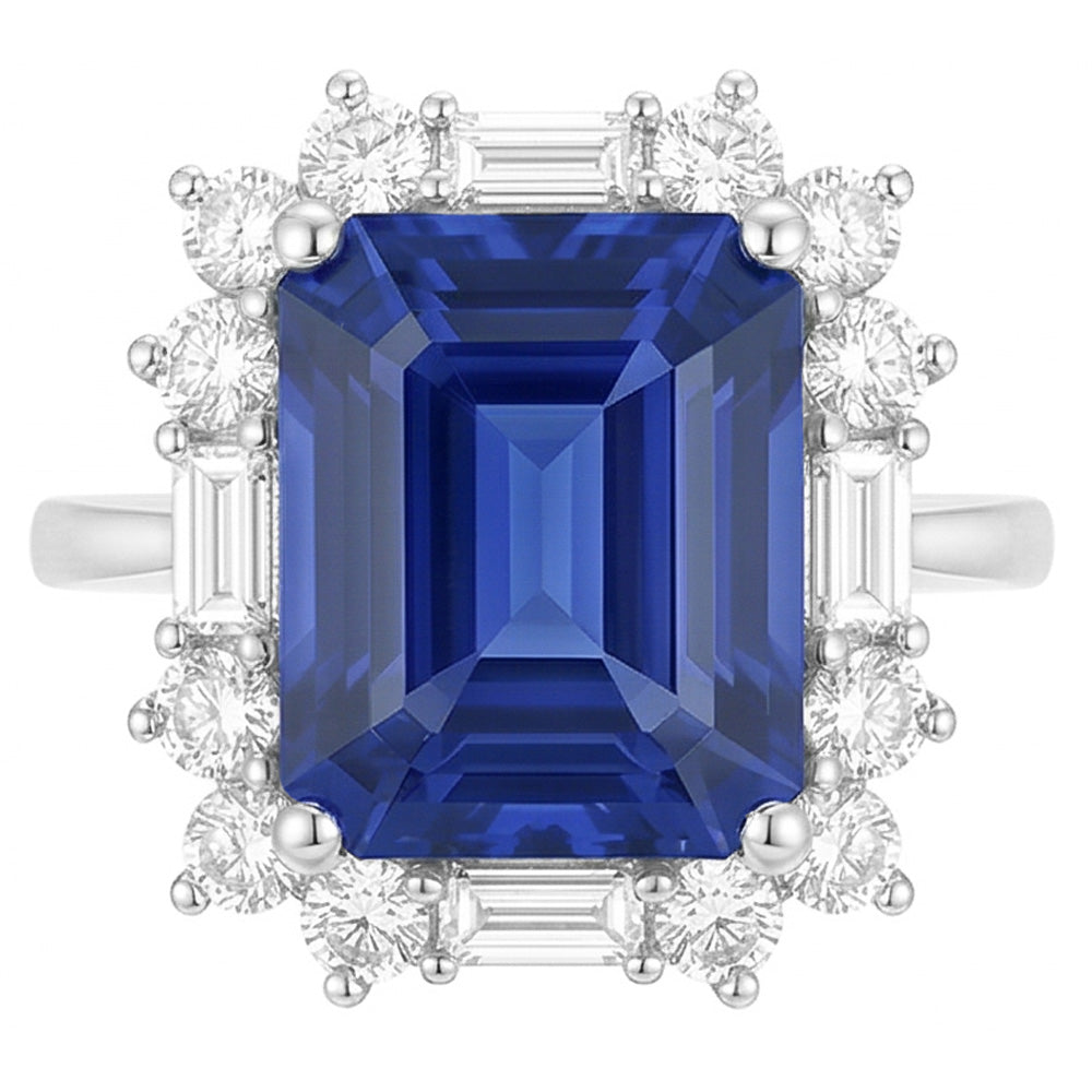 Natural Sapphire Ring 3.50ct - White Gold 14K