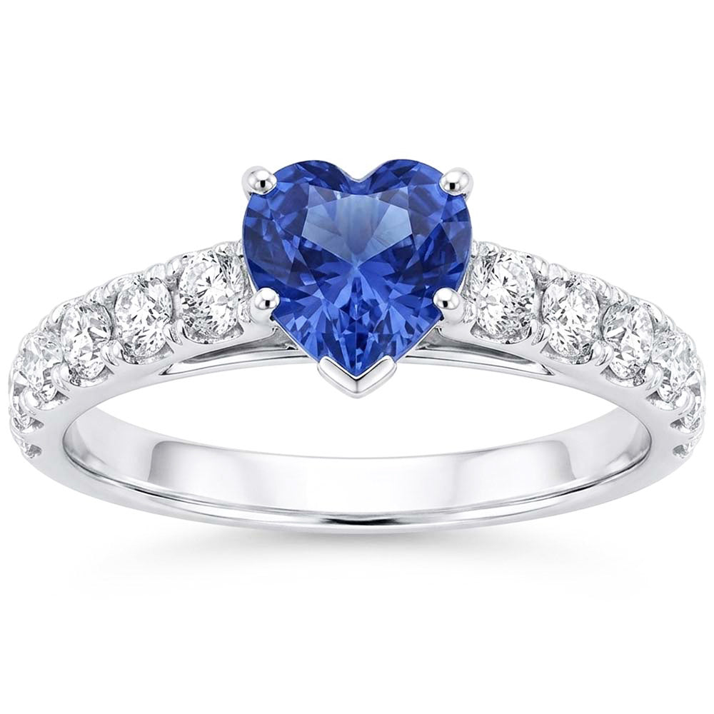 Natural Sapphire Ring 3.50ct - White Gold 14K