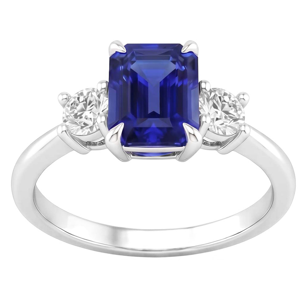 Natural Sapphire Ring 3.50ct - White Gold 14K
