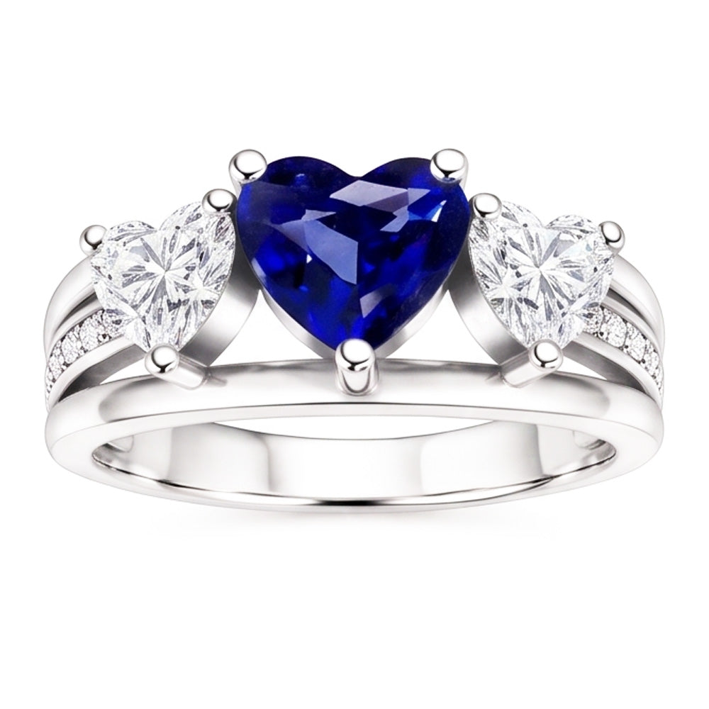 Natural Sapphire Ring 3.50ct - White Gold 14K