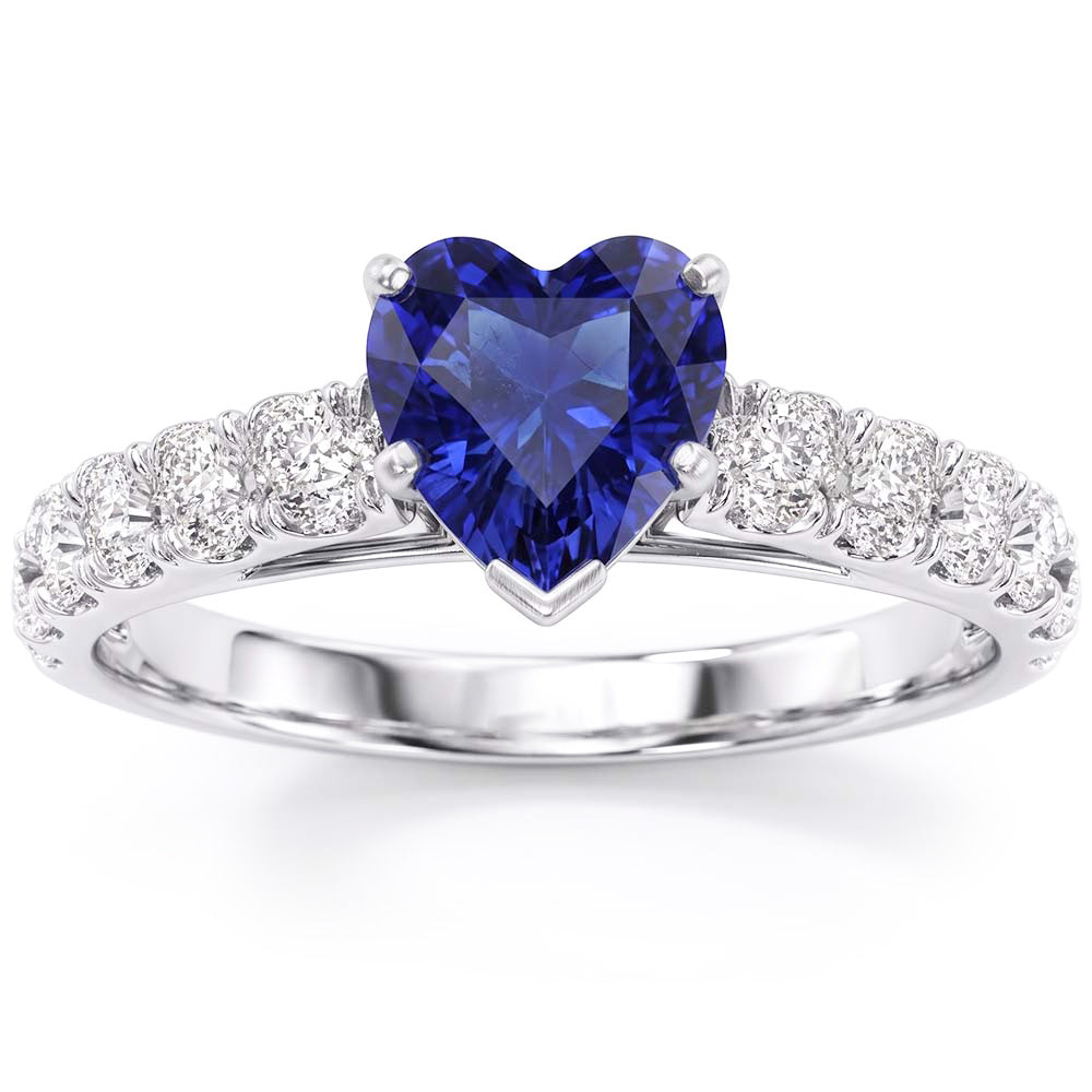 Natural Sapphire Ring 3.50ct - White Gold 14K