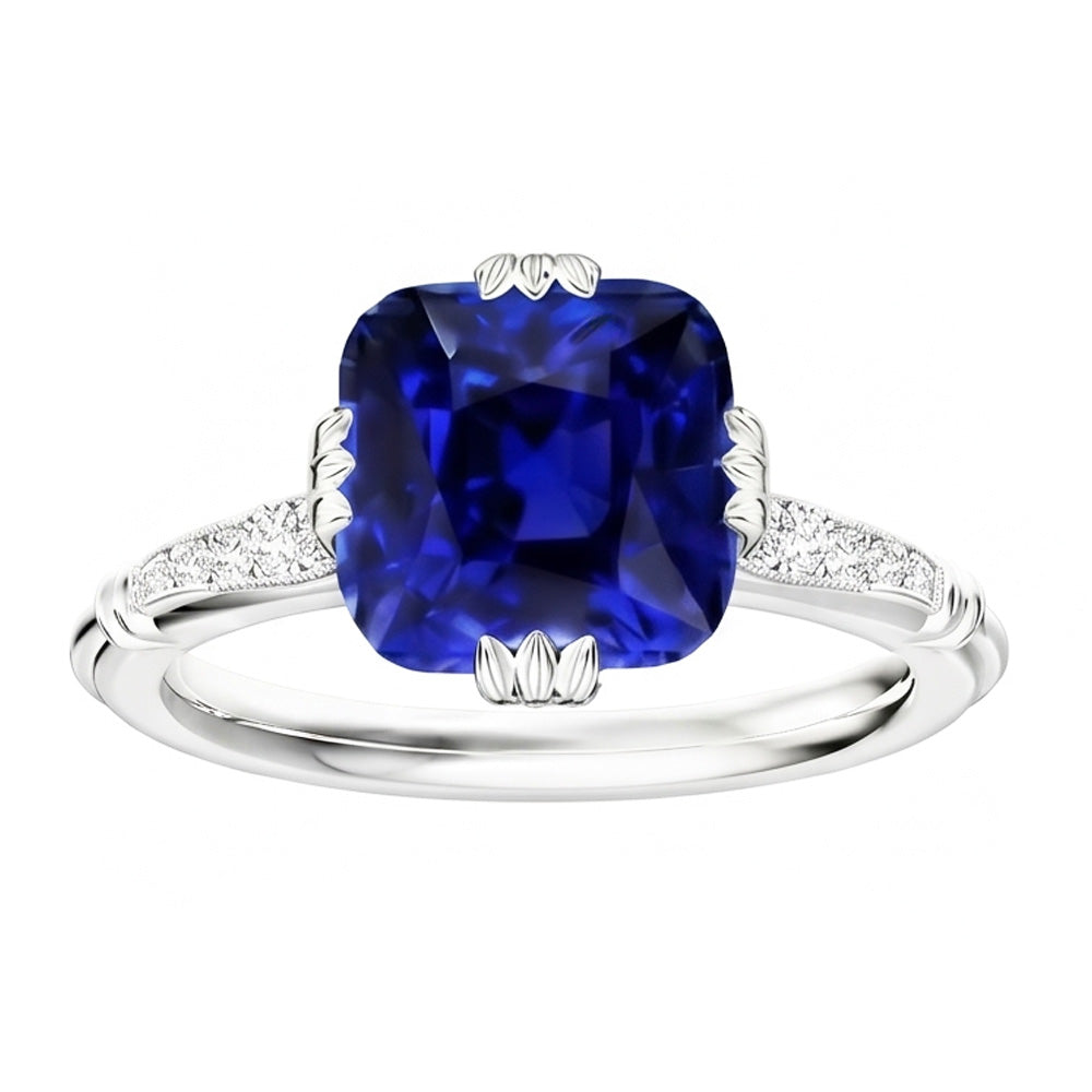 Natural Sapphire Ring 3.50ct - White Gold 14K
