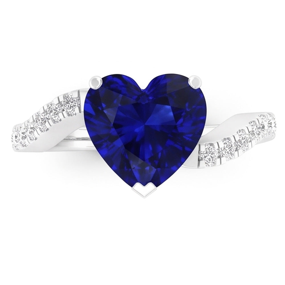 Natural Sapphire Ring 3.50ct - White Gold 14K