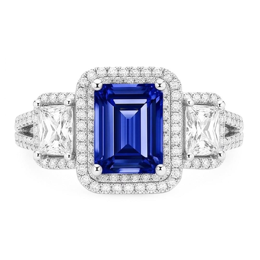 Natural Sapphire Ring 3.50ct - White Gold 14K