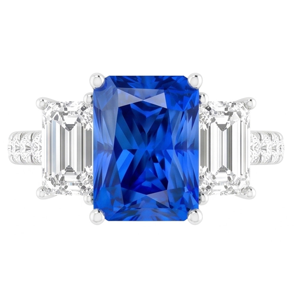 Natural Sapphire Ring 3.50ct - White Gold 14K