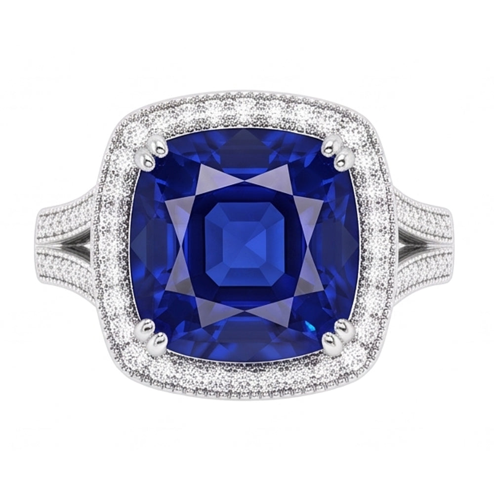 Natural Sapphire Ring 3.50ct - White Gold 14K