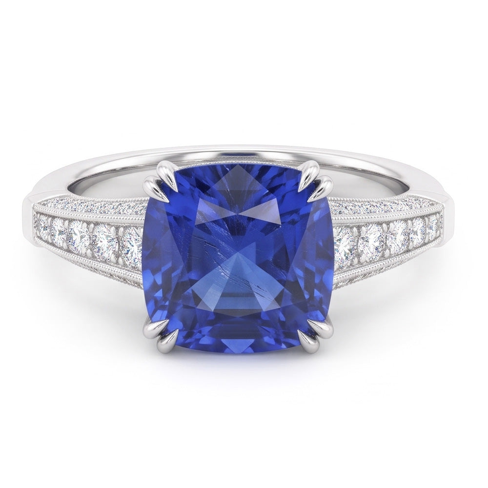 Natural Sapphire Ring 3.50ct - White Gold 14K