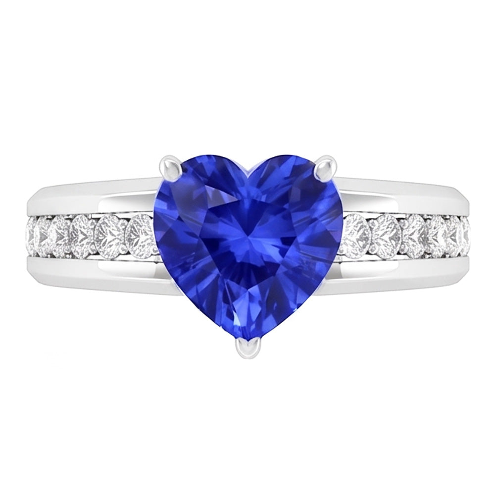 Natural Sapphire Ring 3.50ct - White Gold 14K