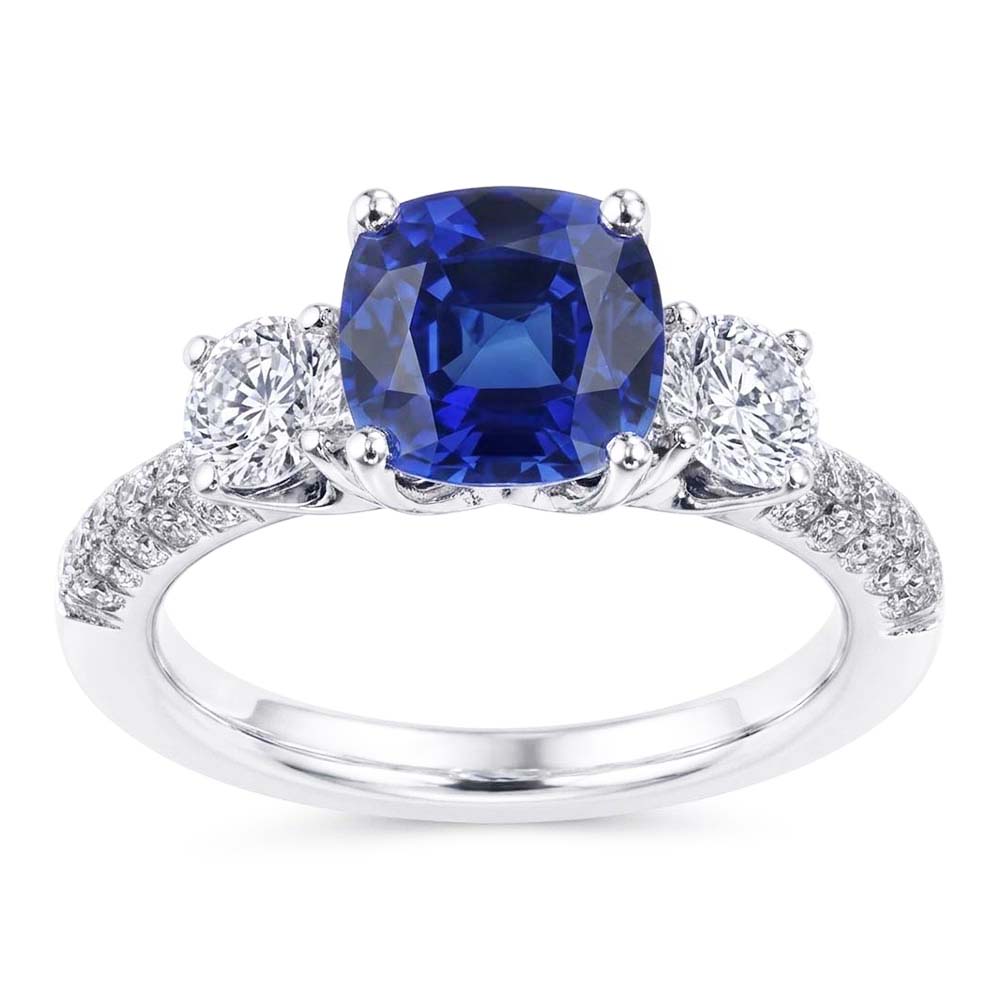 Natural Sapphire Ring 3.50ct - White Gold 14K