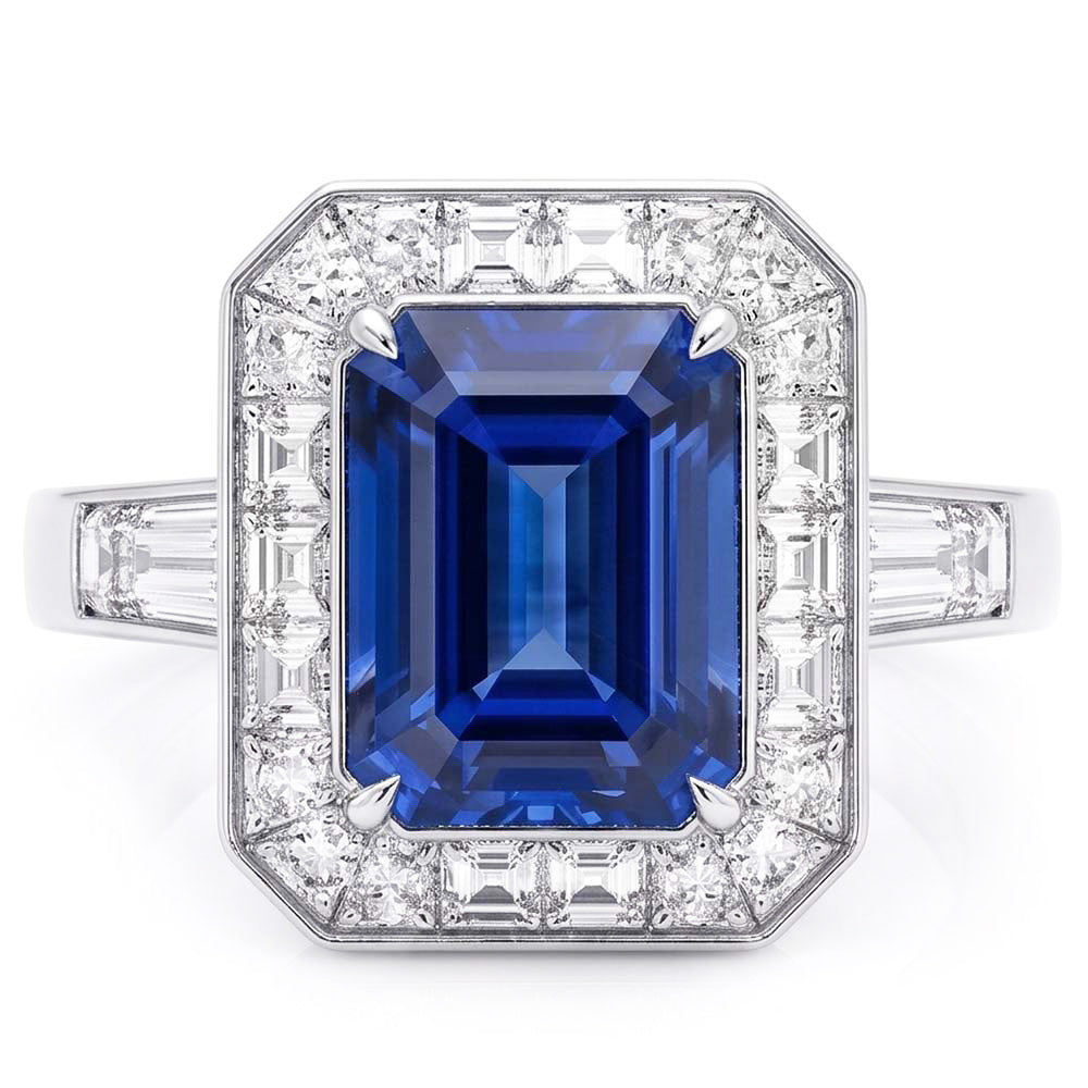 Natural Sapphire Ring 3.50ct - White Gold 14K