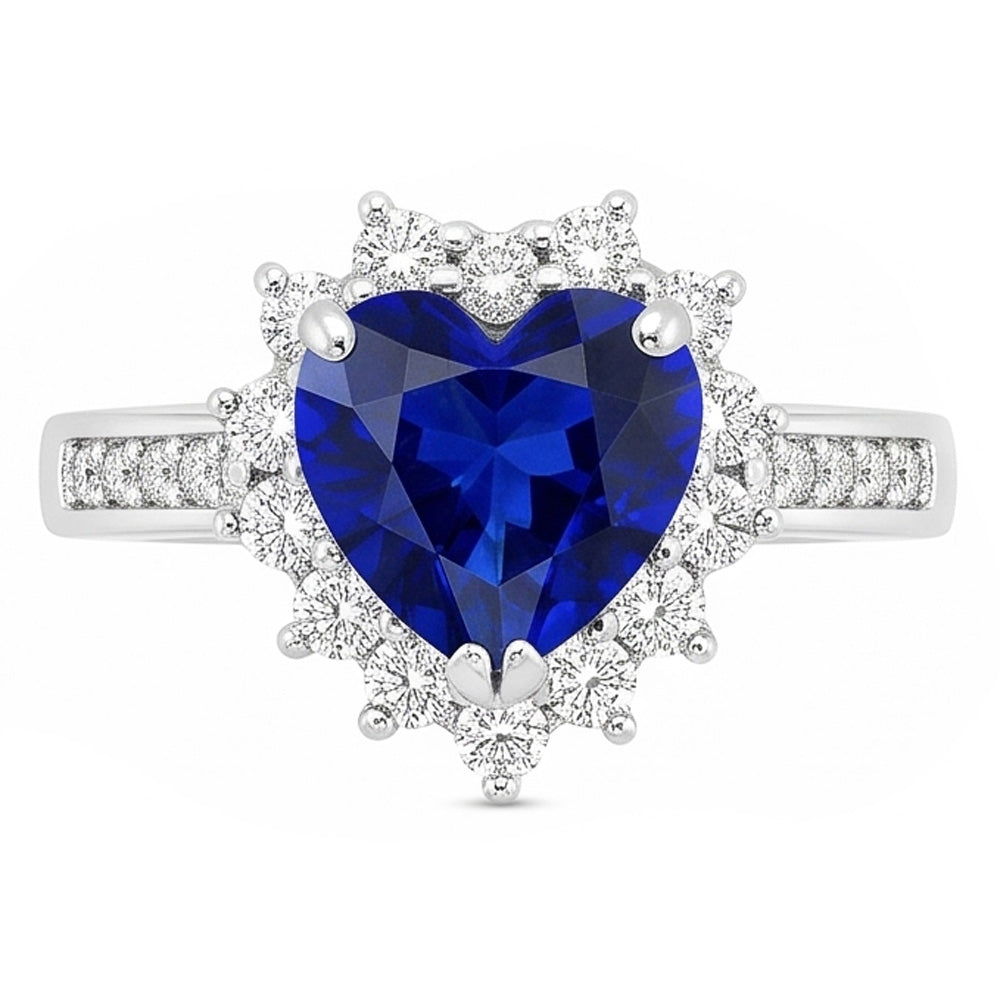 Natural Sapphire Ring 3.50ct - White Gold 14K