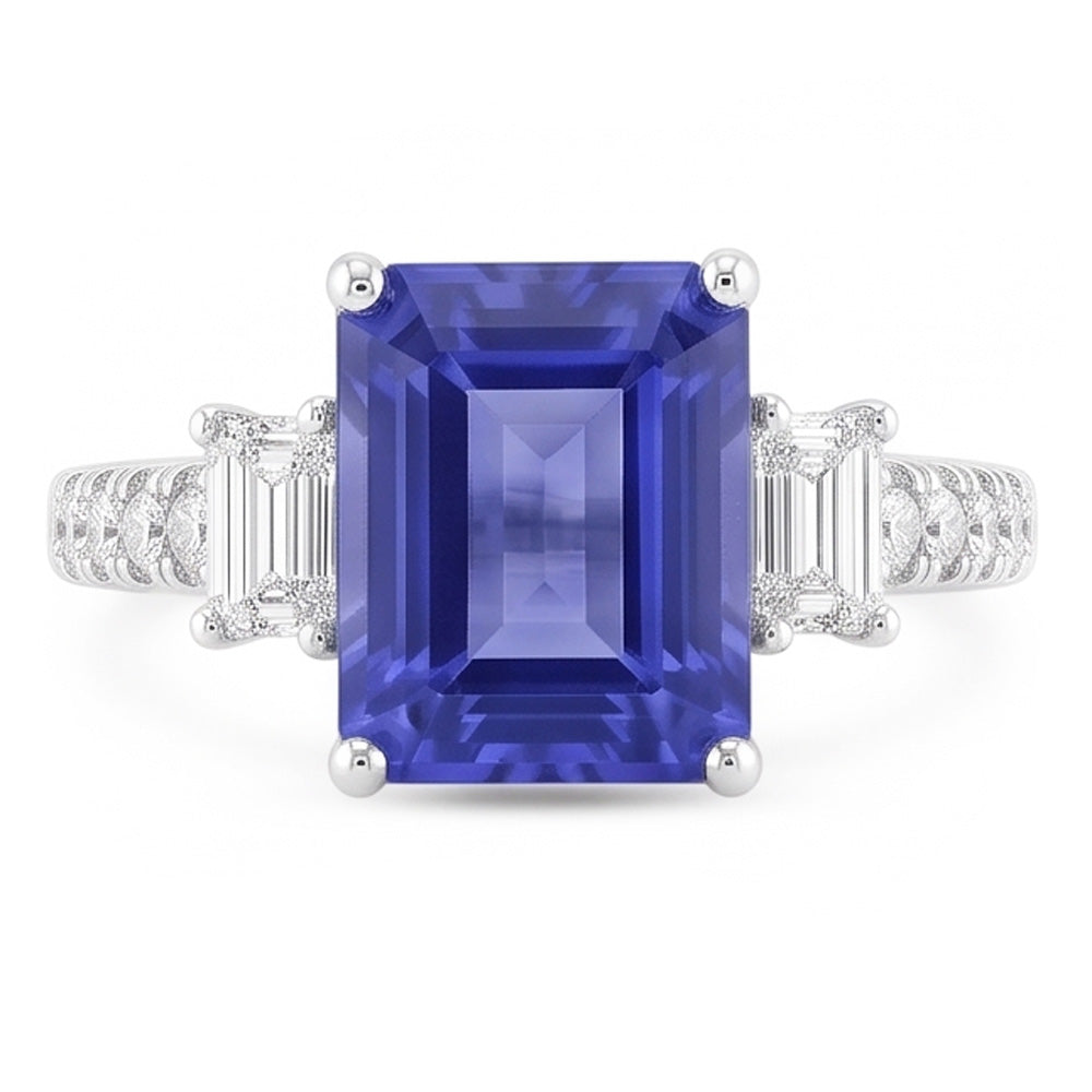 Natural Sapphire Ring 3.50ct - White Gold 14K