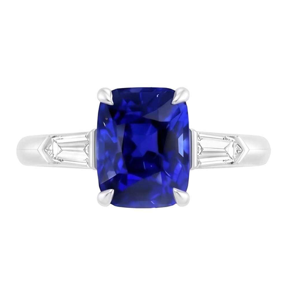 Natural Sapphire Ring 3.50ct - White Gold 14K