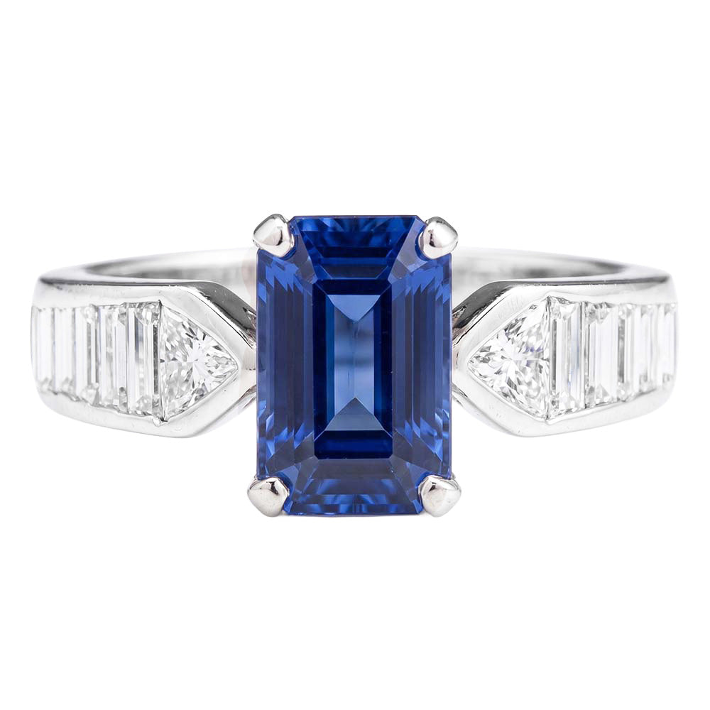 Natural Sapphire Ring 3.50ct - White Gold 14K