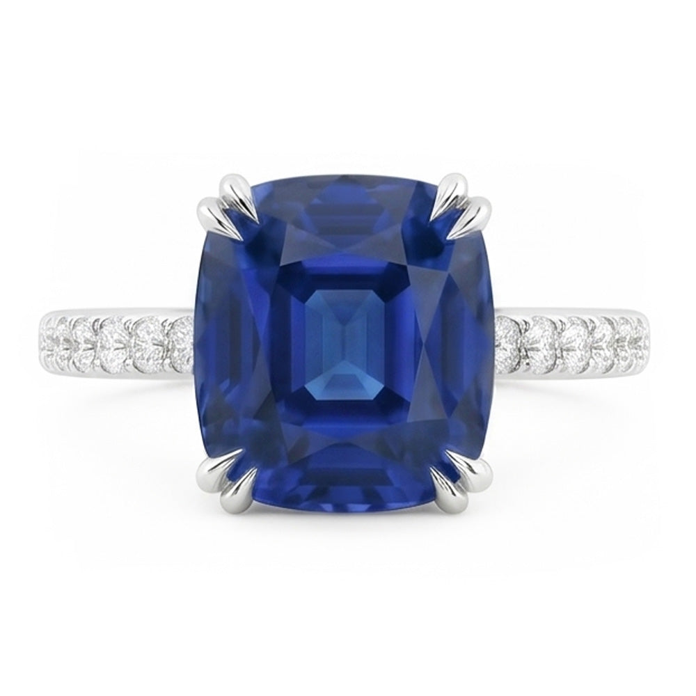 Natural Sapphire Ring 3.50ct - White Gold 14K