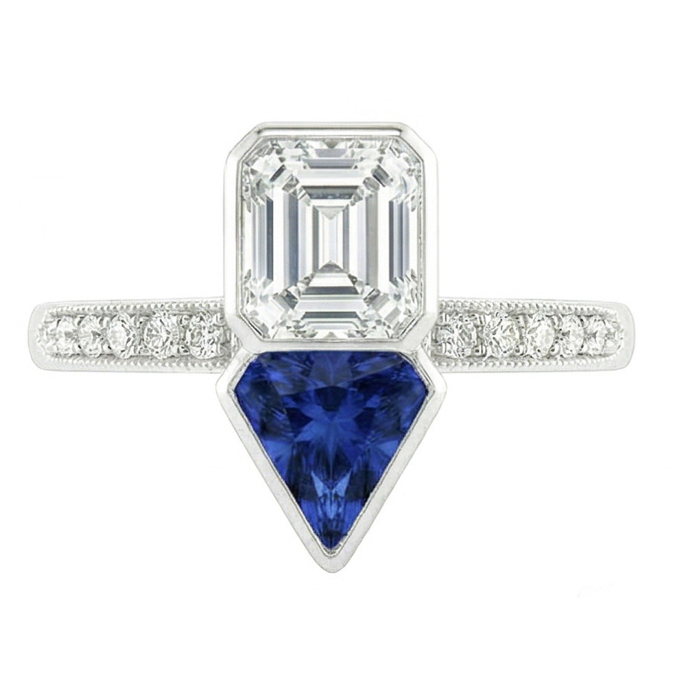 Natural Sapphire Ring 3.50ct - White Gold 14K