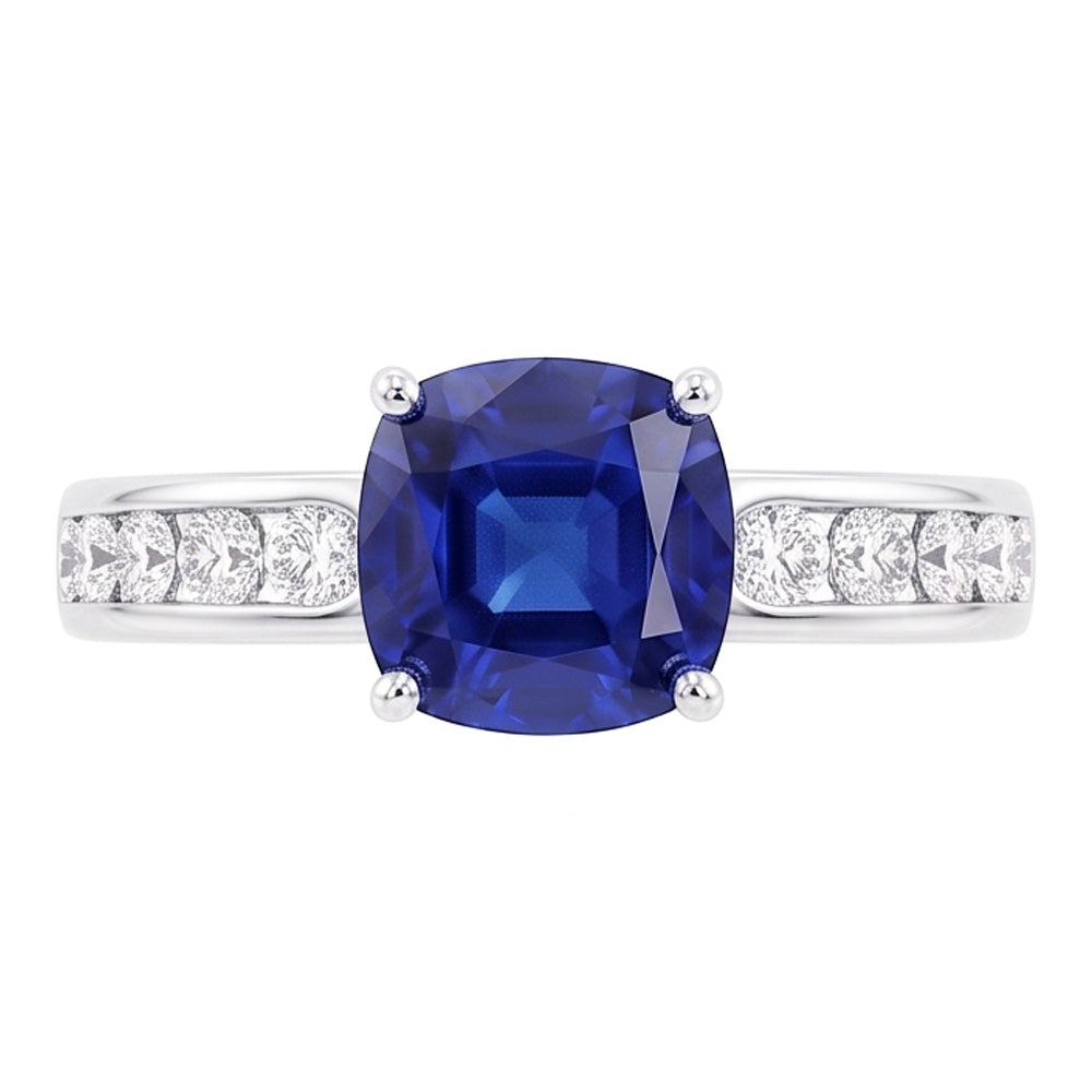 Natural Sapphire Ring 3.50ct - White Gold 14K