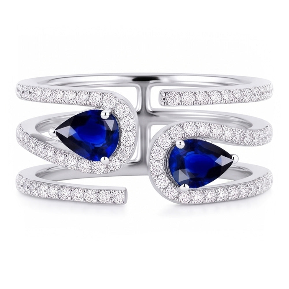 Natural Sapphire Ring 3.50ct - White Gold 14K