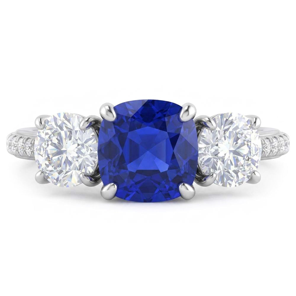 Natural Sapphire Ring 3.50ct - White Gold 14K
