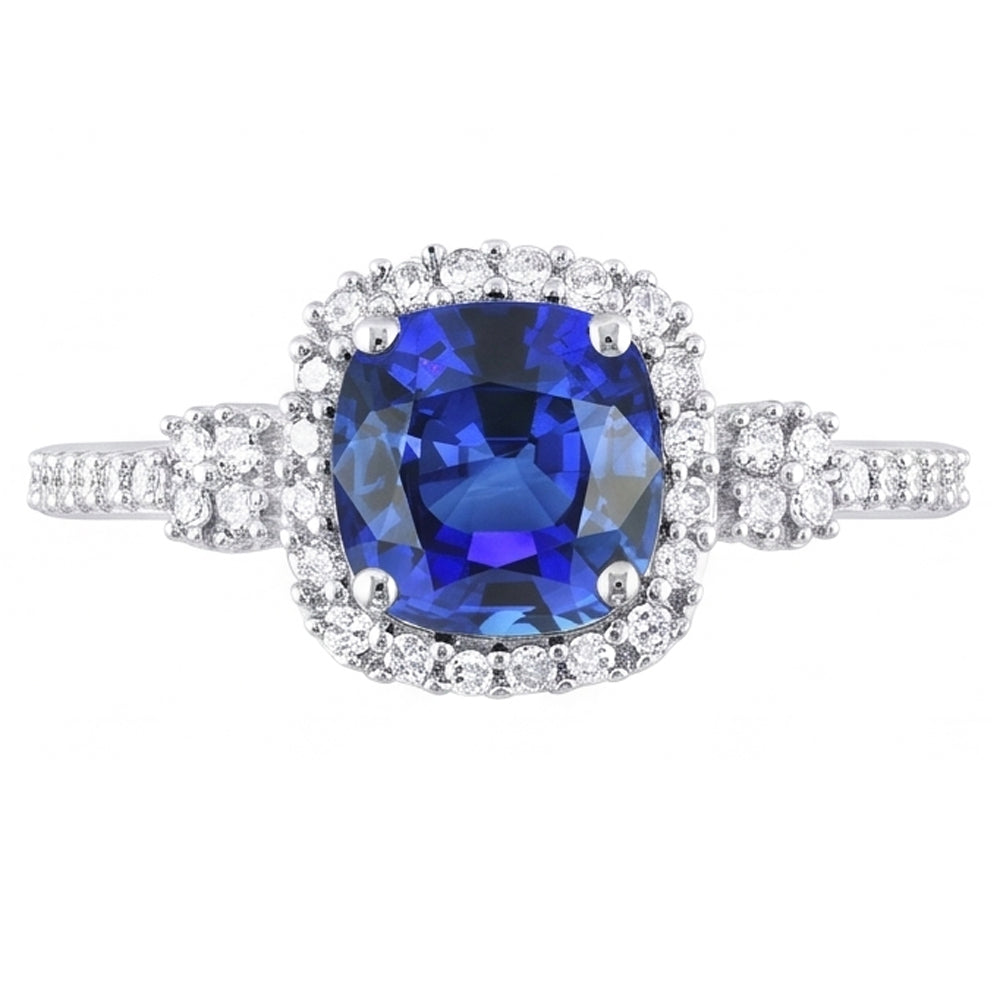 Natural Sapphire Ring 3.50ct - White Gold 14K