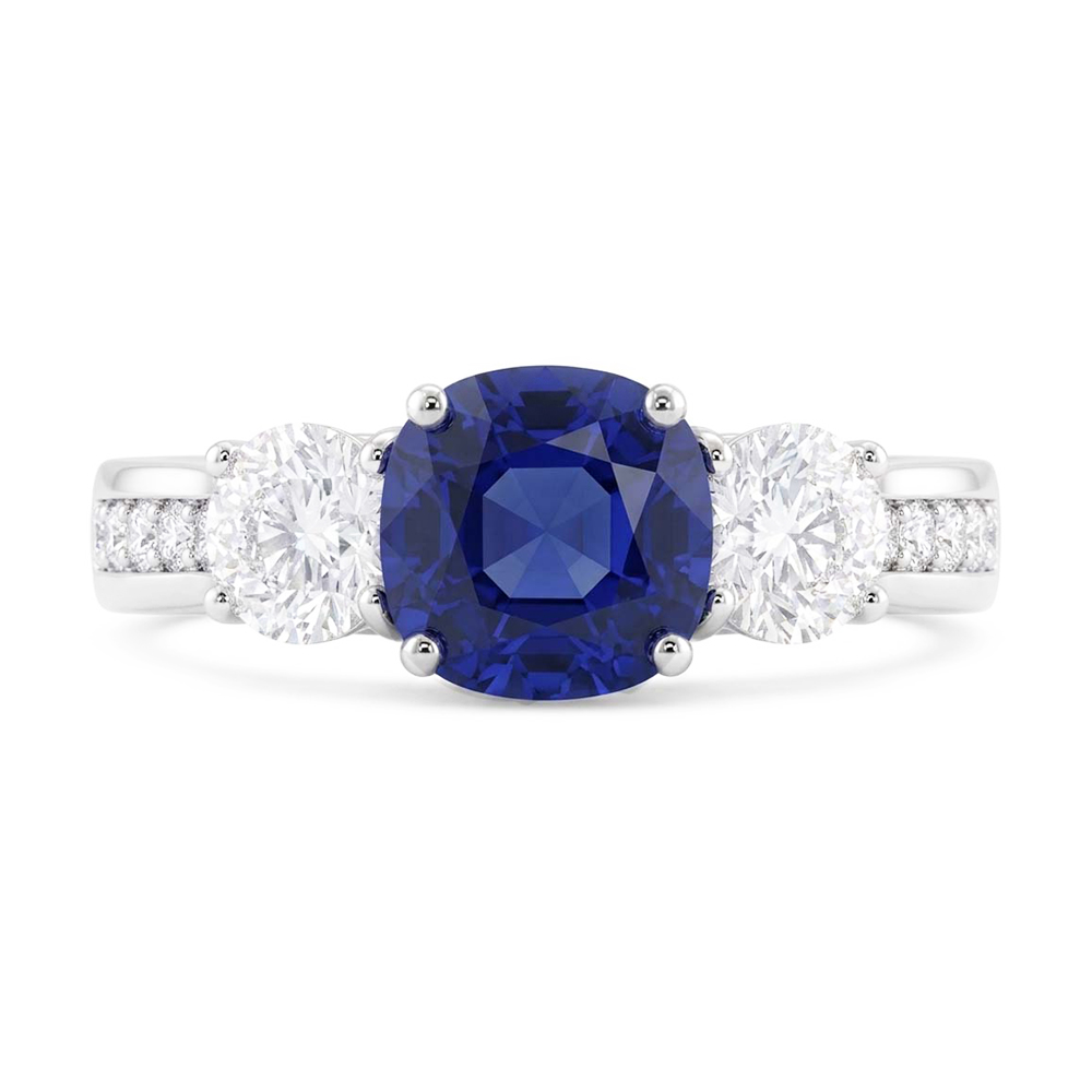 Natural Sapphire Ring 3.50ct - White Gold 14K