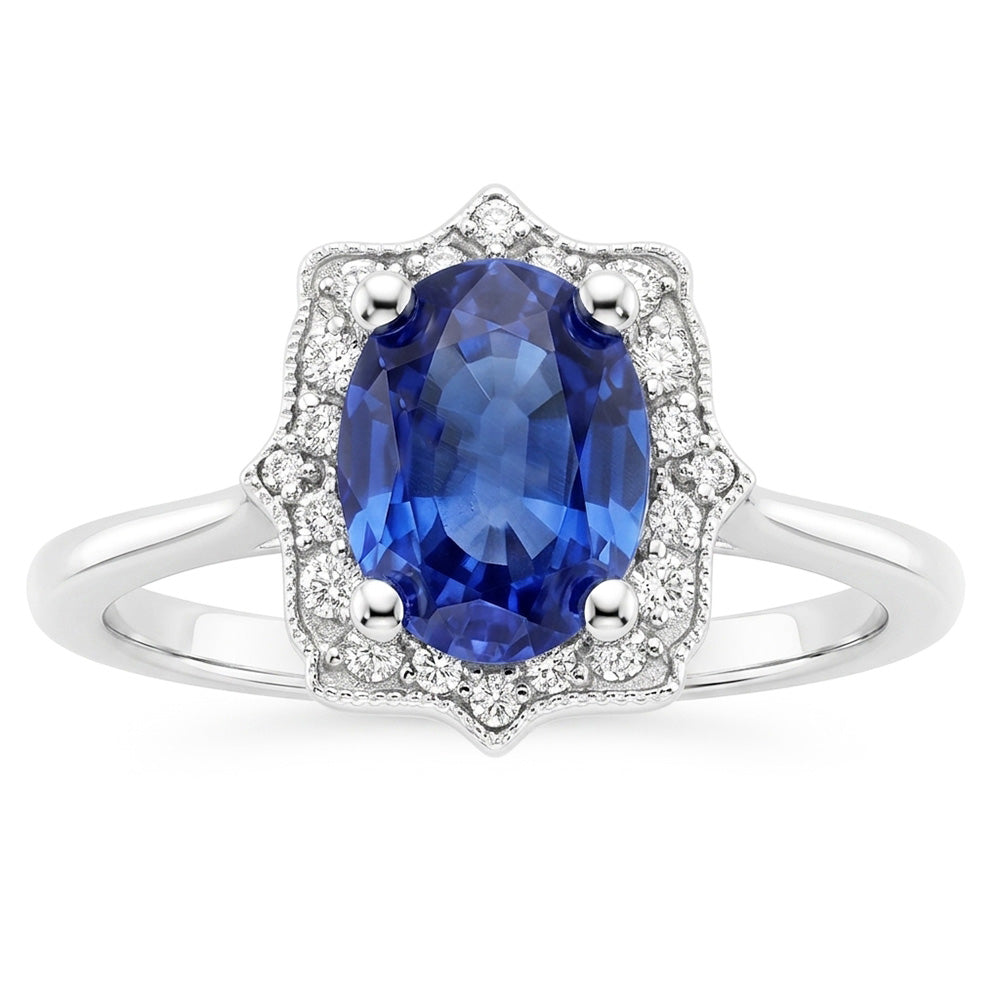 Natural Sapphire Ring 3.50ct - White Gold 14K