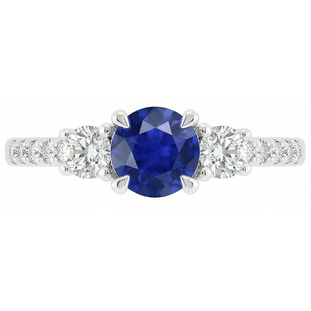 Natural Sapphire Ring 3.50ct - White Gold 14K