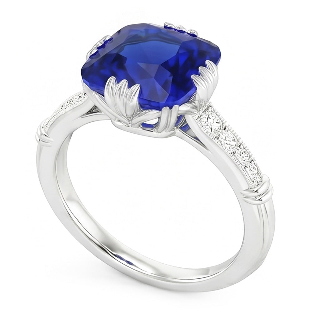 Natural Sapphire Ring 3.50ct - White Gold 14K