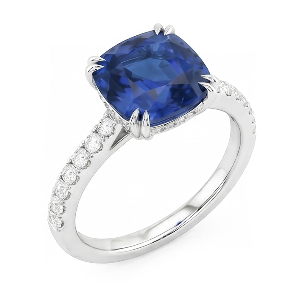 Natural Sapphire Ring 3.50ct - White Gold 14K