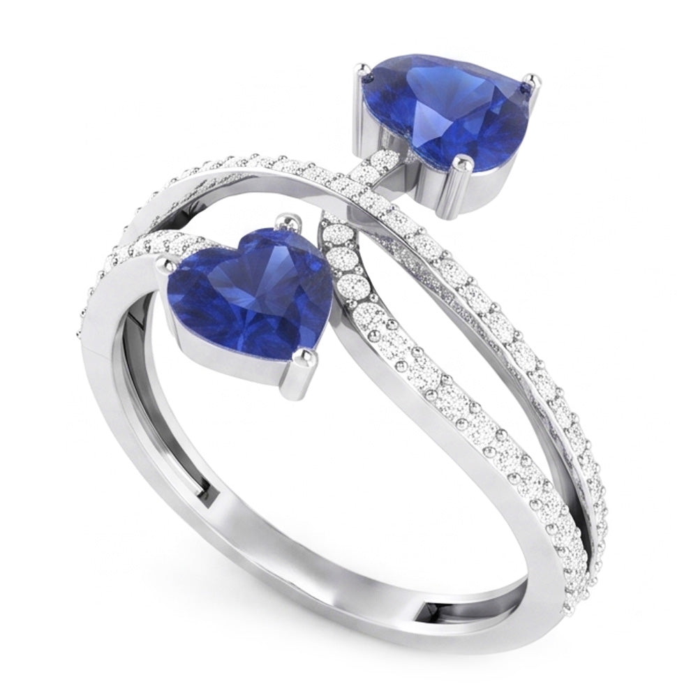 Natural Sapphire Ring 3.50ct - White Gold 14K