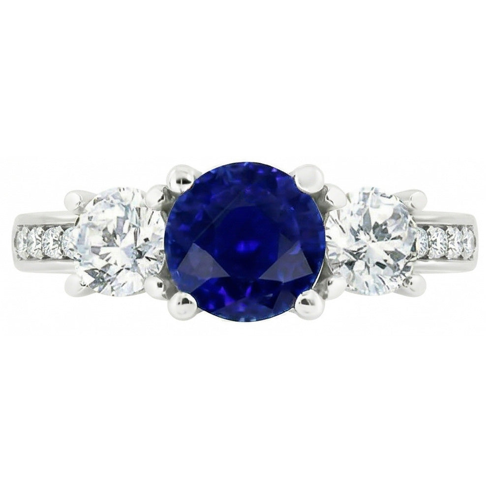 Natural Sapphire Ring 3.50ct - White Gold 14K