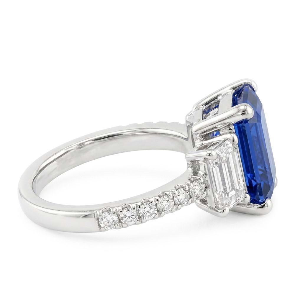 Natural Sapphire Ring 3.50ct - White Gold 14K