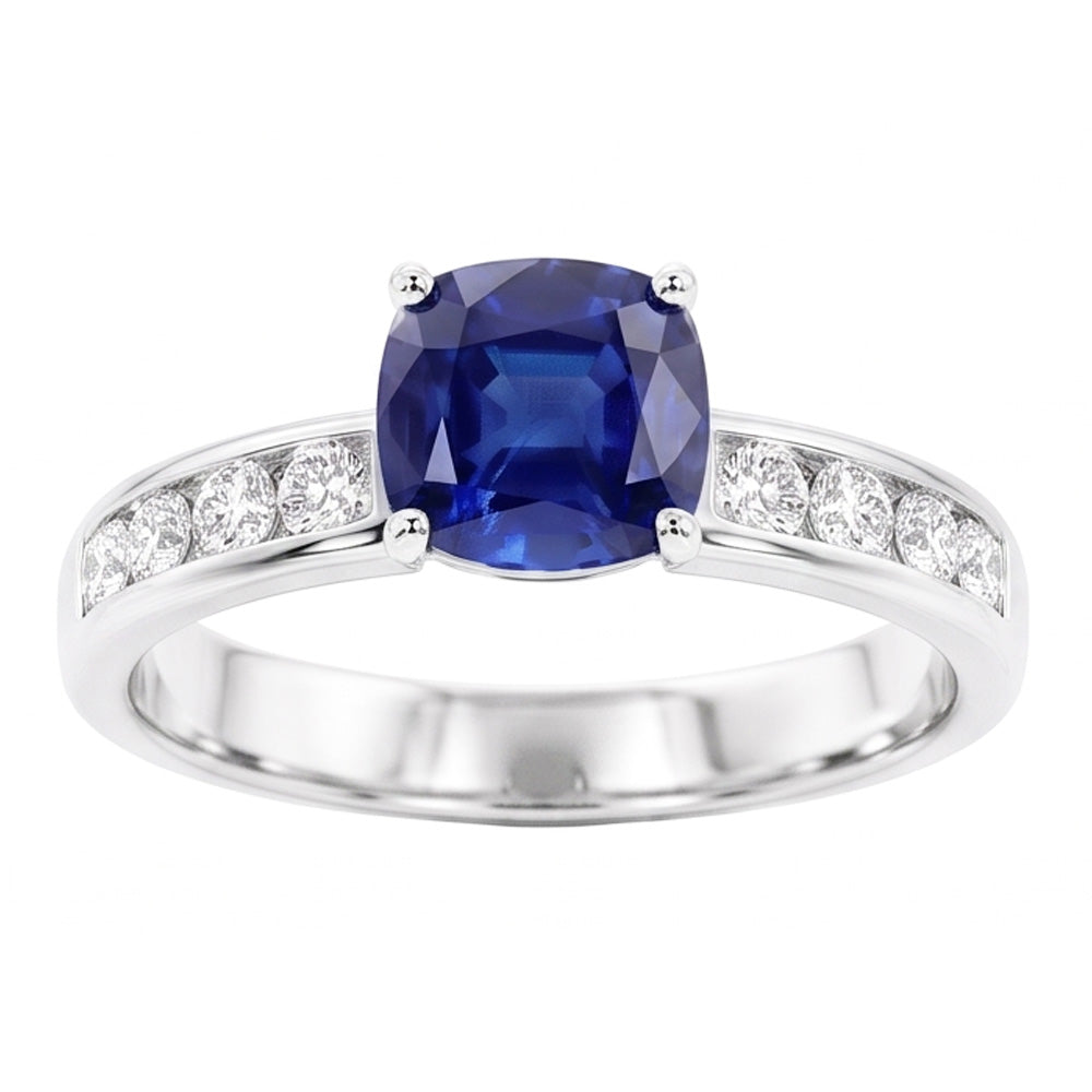 Natural Sapphire Ring 3.50ct - White Gold 14K