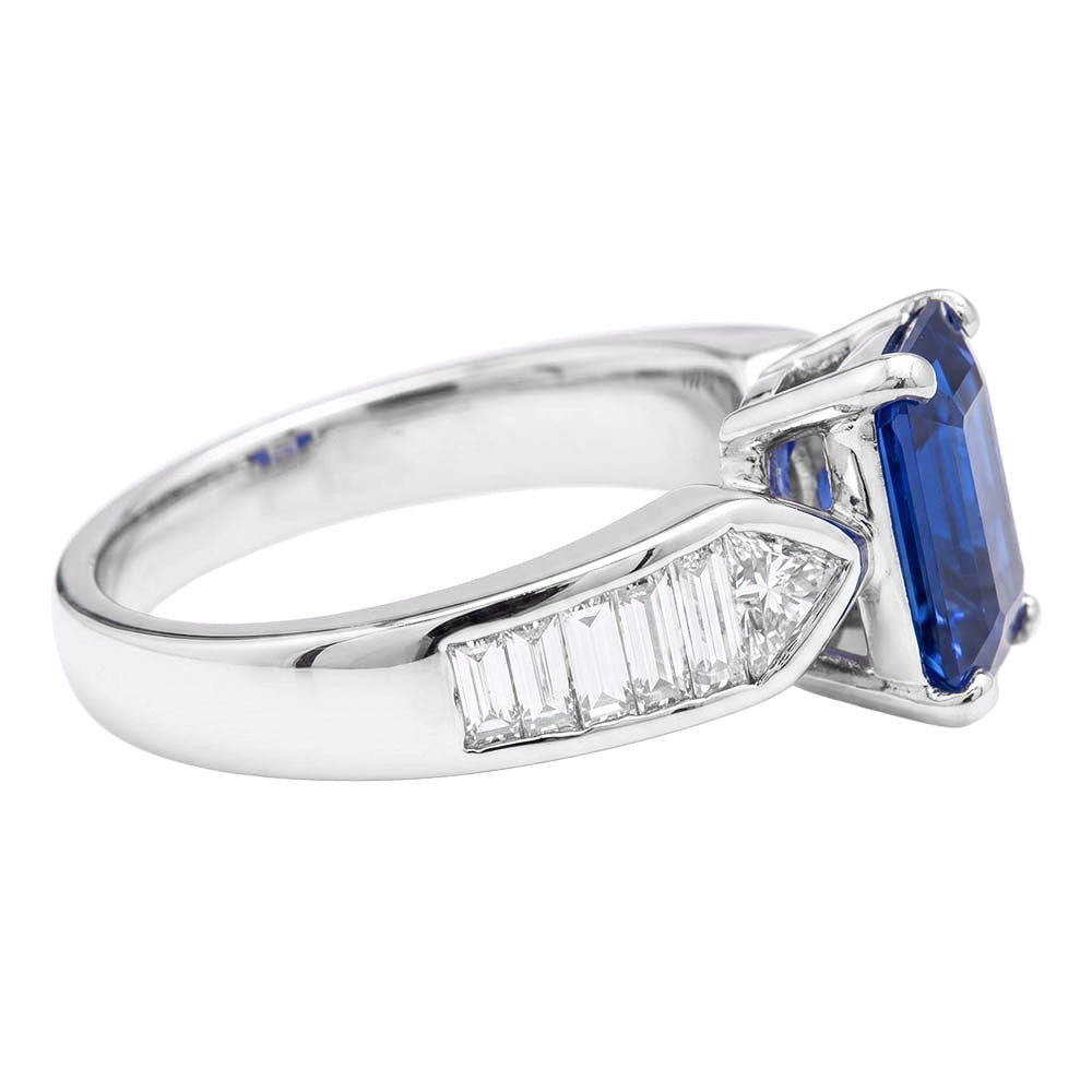 Natural Sapphire Ring 3.50ct - White Gold 14K
