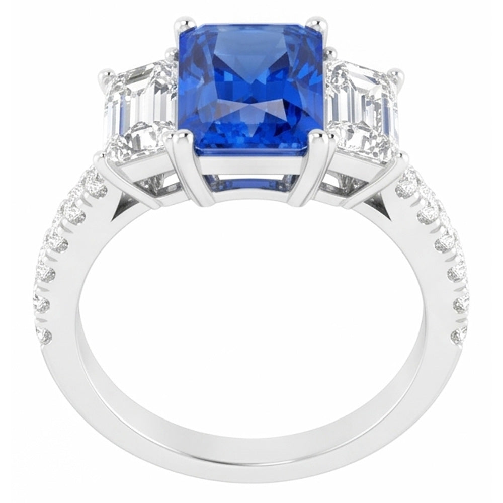 Natural Sapphire Ring 3.50ct - White Gold 14K