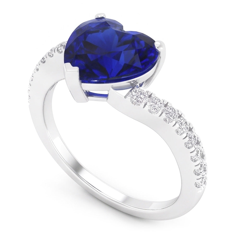Natural Sapphire Ring 3.50ct - White Gold 14K