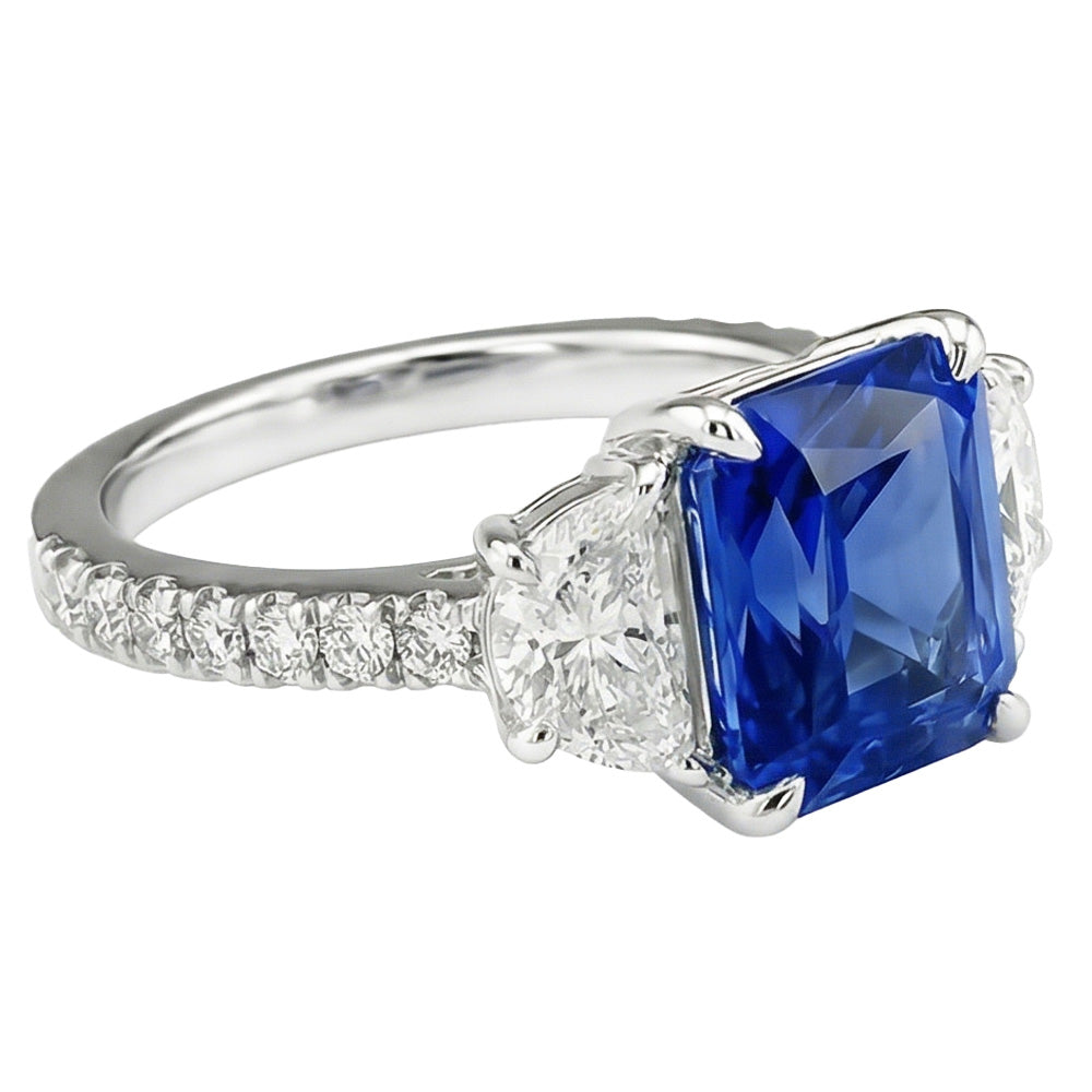 Natural Sapphire Ring 3.50ct - White Gold 14K