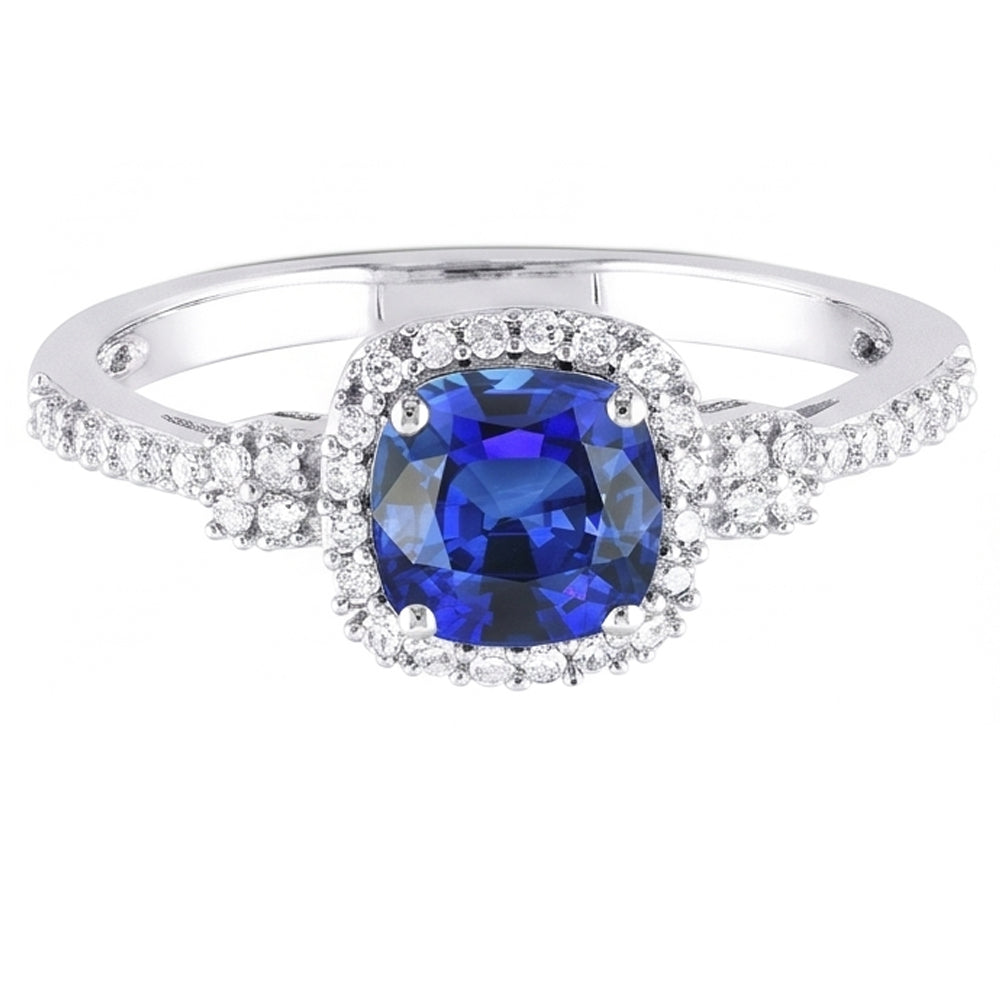 Natural Sapphire Ring 3.50ct - White Gold 14K