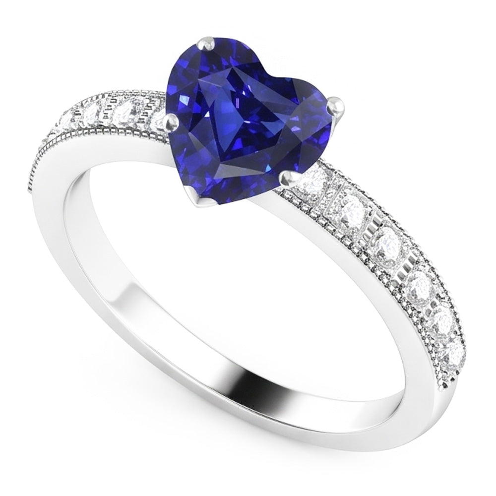 Natural Sapphire Ring 3.50ct - White Gold 14K