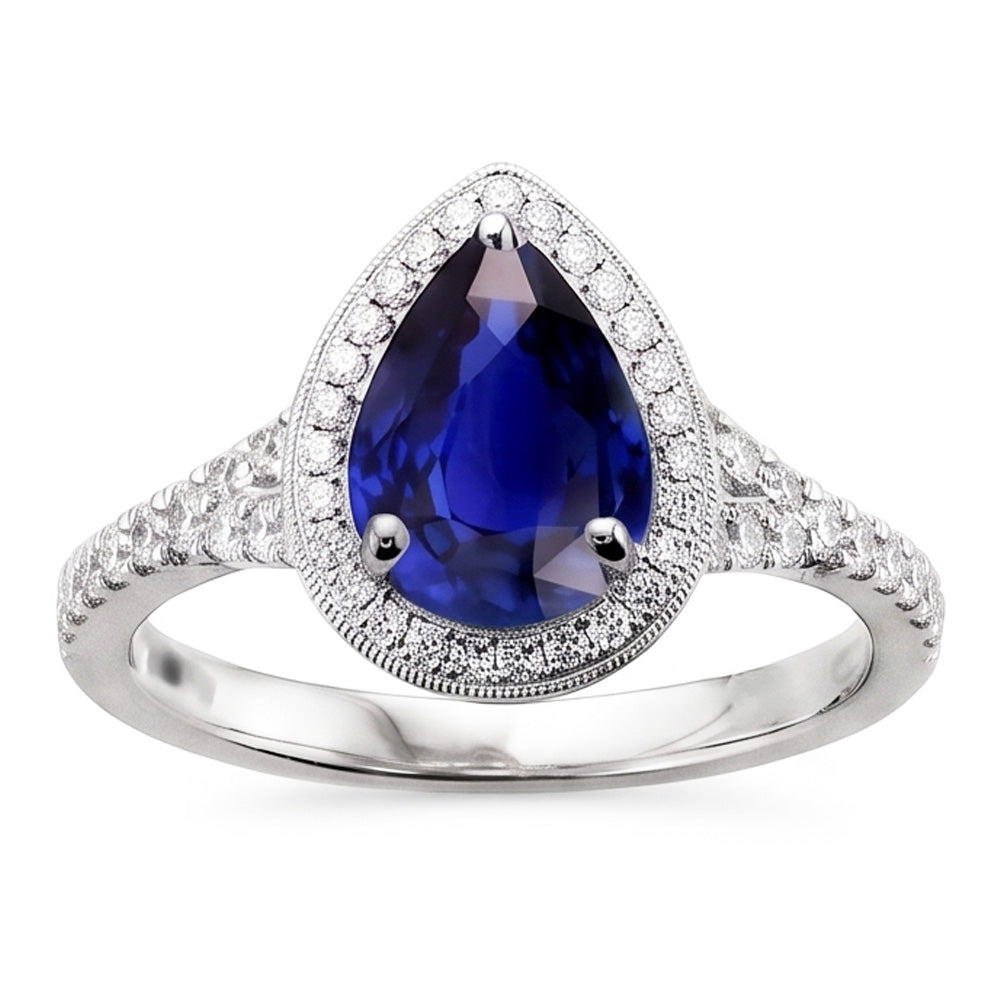 Natural Sapphire Ring 3.50ct - White Gold 14K