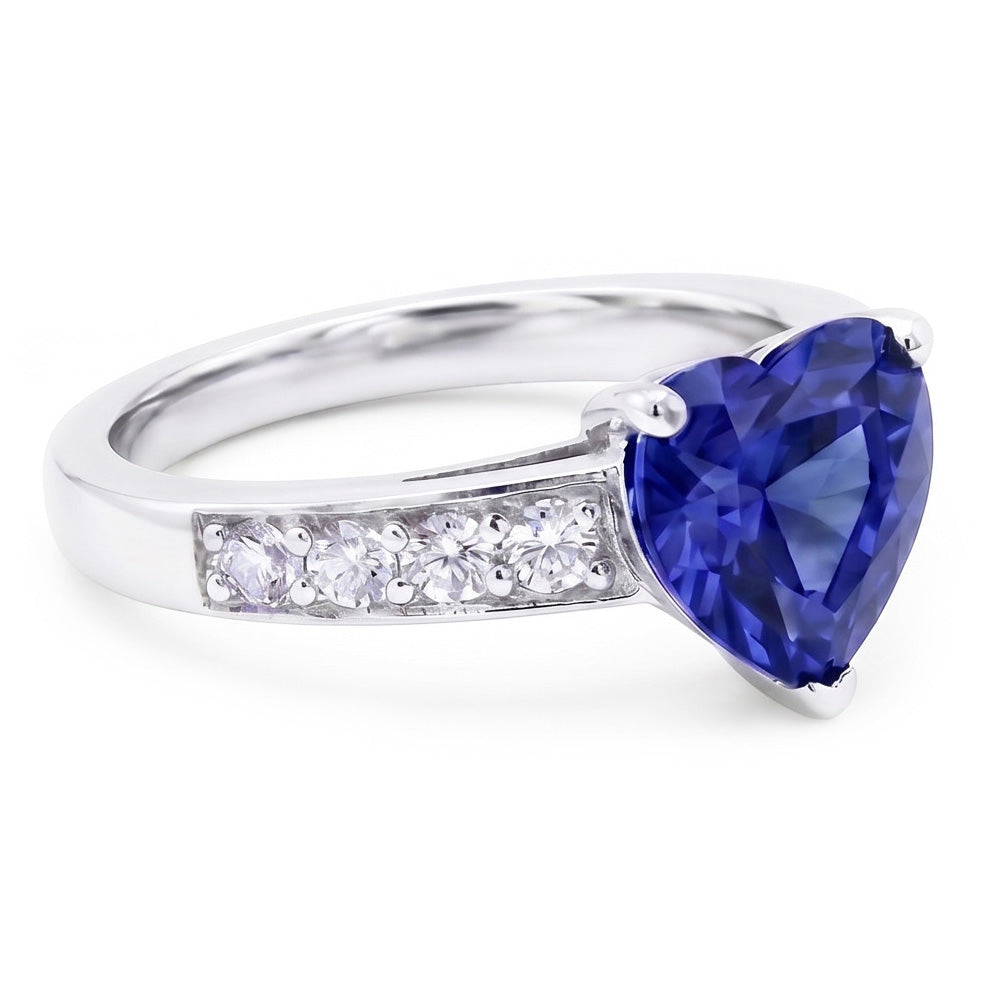 Natural Sapphire Ring 3.50ct - White Gold 14K