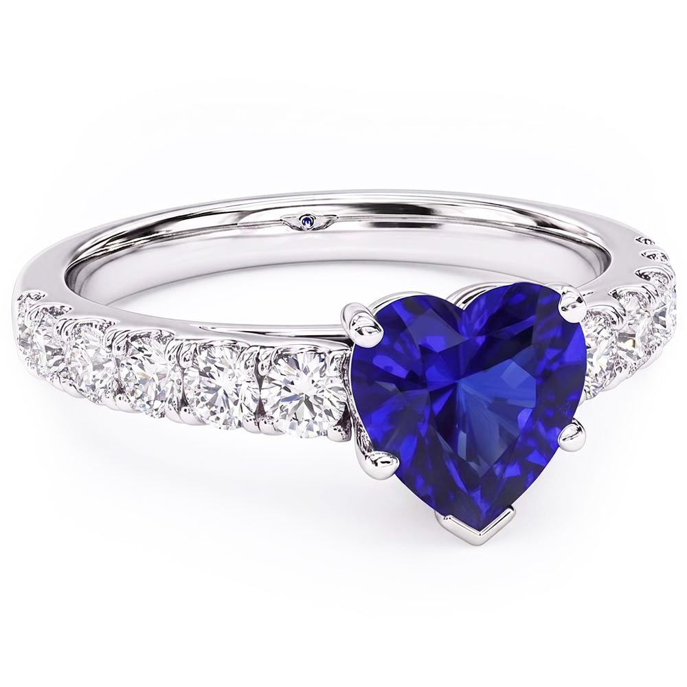 Natural Sapphire Ring 3.50ct - White Gold 14K