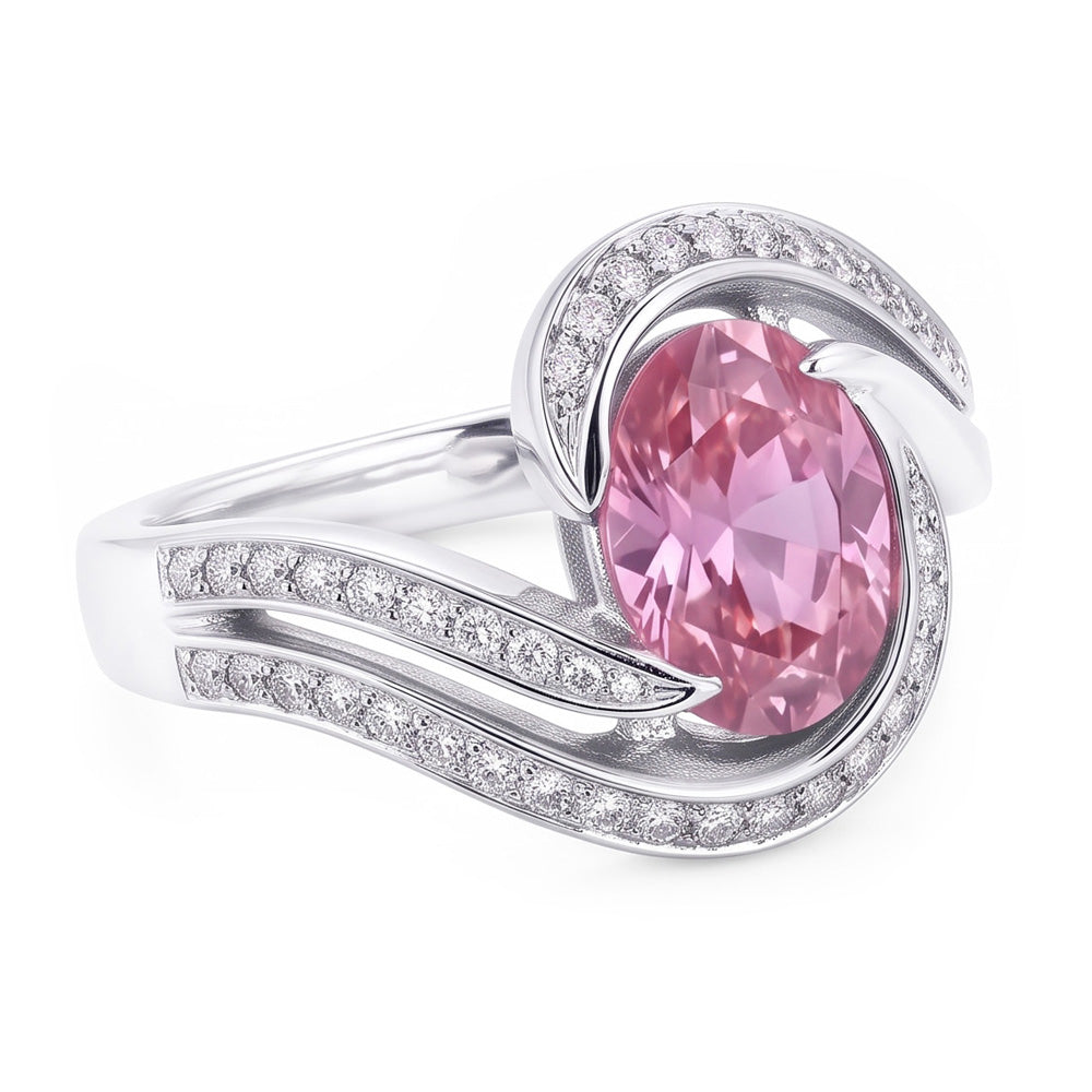 Natural Sapphire Ring 3.50ct - White Gold 14K