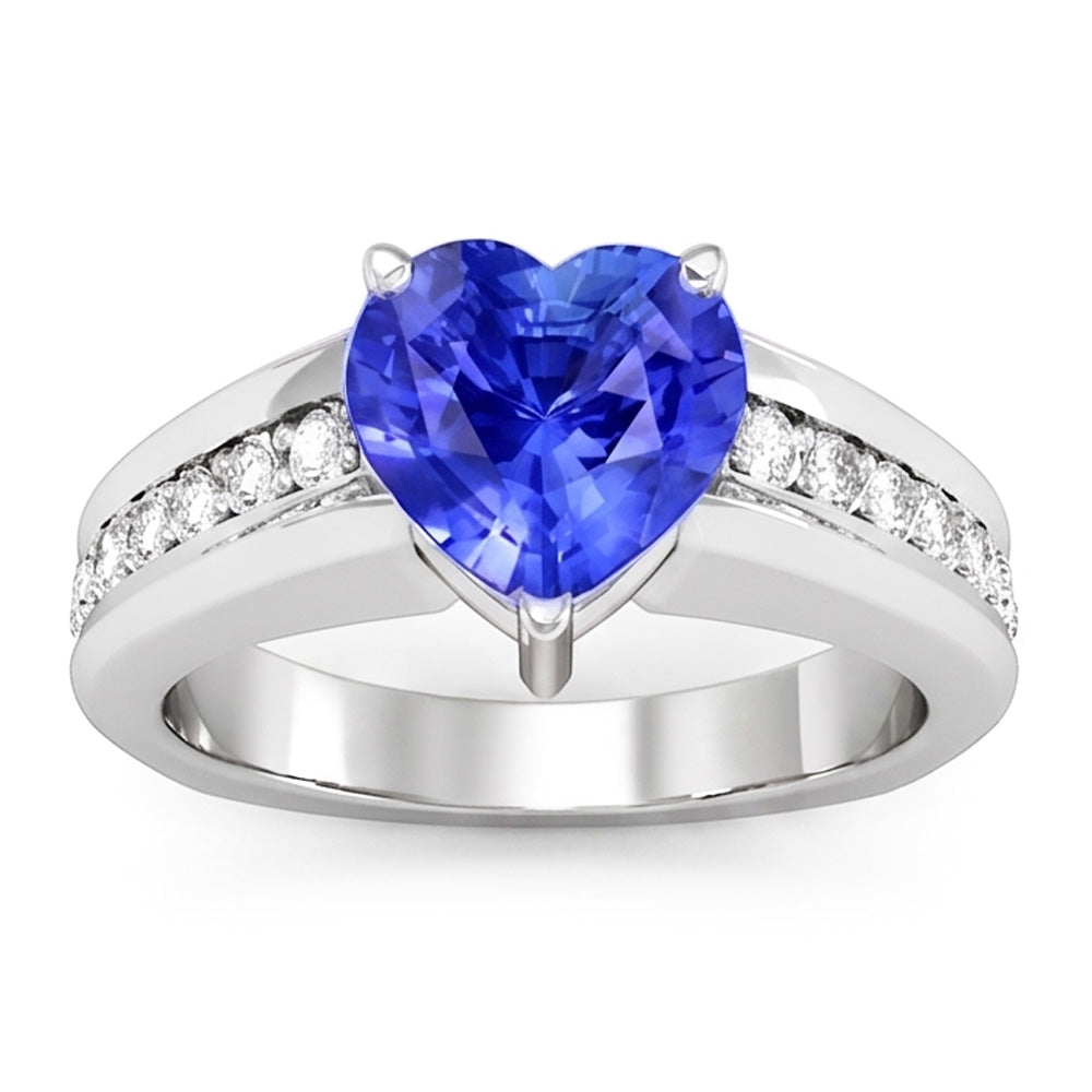 Natural Sapphire Ring 3.50ct - White Gold 14K