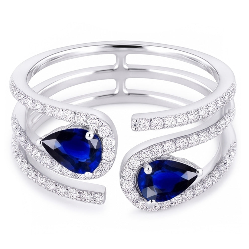 Natural Sapphire Ring 3.50ct - White Gold 14K