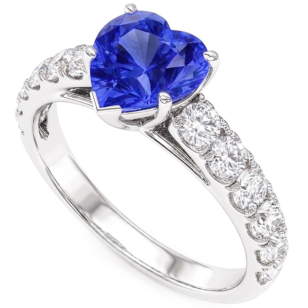 Natural Sapphire Ring 3.50ct - White Gold 14K