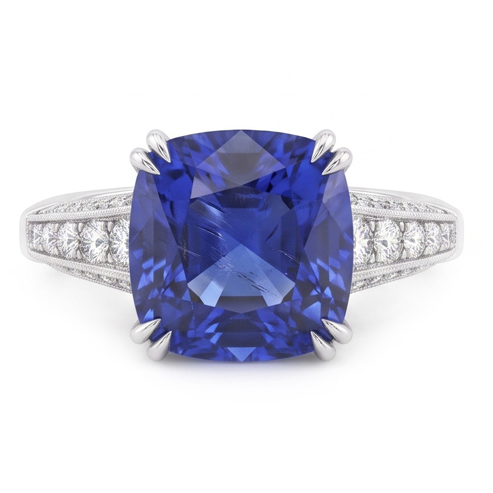 Natural Sapphire Ring 3.50ct - White Gold 14K
