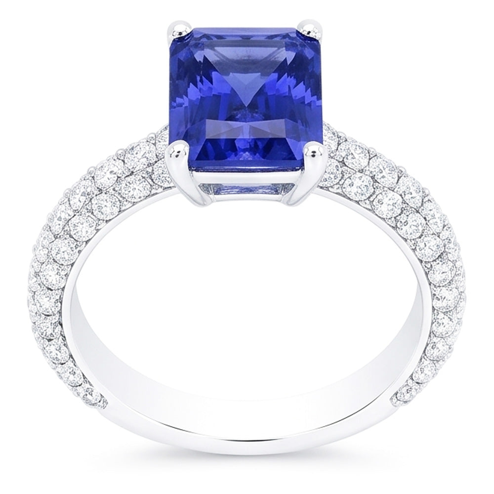 Natural Sapphire Ring 3.50ct - White Gold 14K