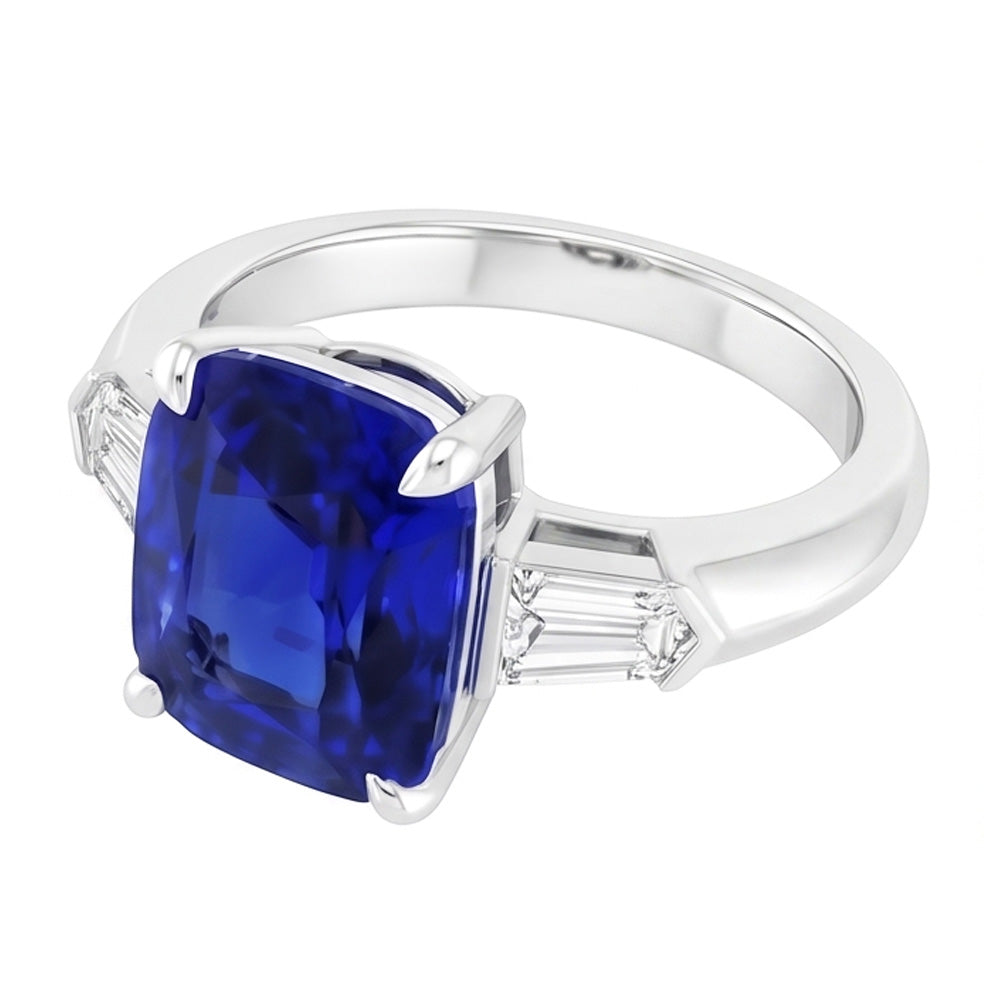 Natural Sapphire Ring 3.50ct - White Gold 14K